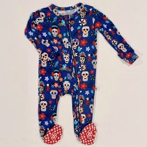 Little Bum Bums Zippered Footie Boys 3-6M Girls Skelebration Bamboo Pajamas Blue